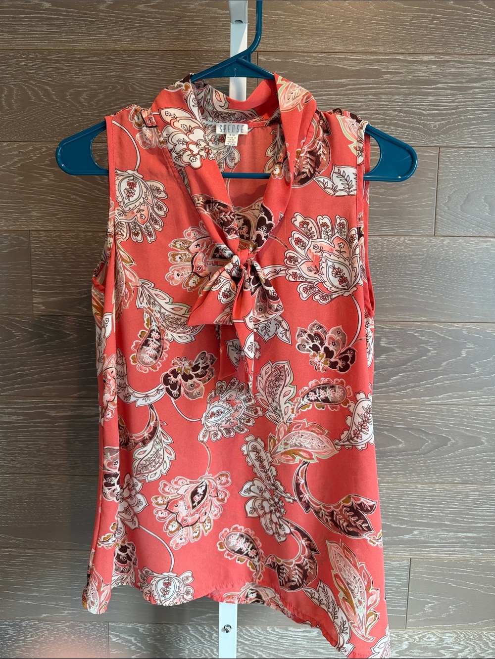 Coral Paisley Tie-Neck Top